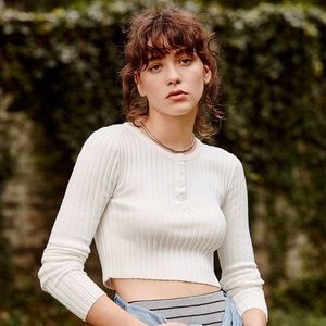 UNIF RIBBED LONG SLEEVE CROP SZ S